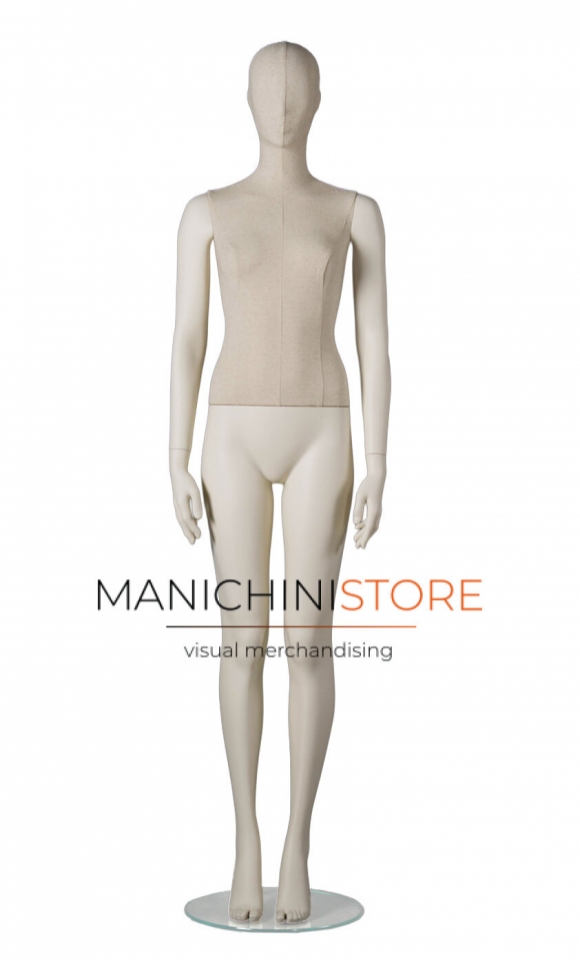 Manichino donna Collezione ABSolute in ABS con busto e testa rivestiti 