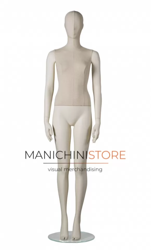 Manichino donna Collezione ABSolute in ABS con busto e testa rivestiti
