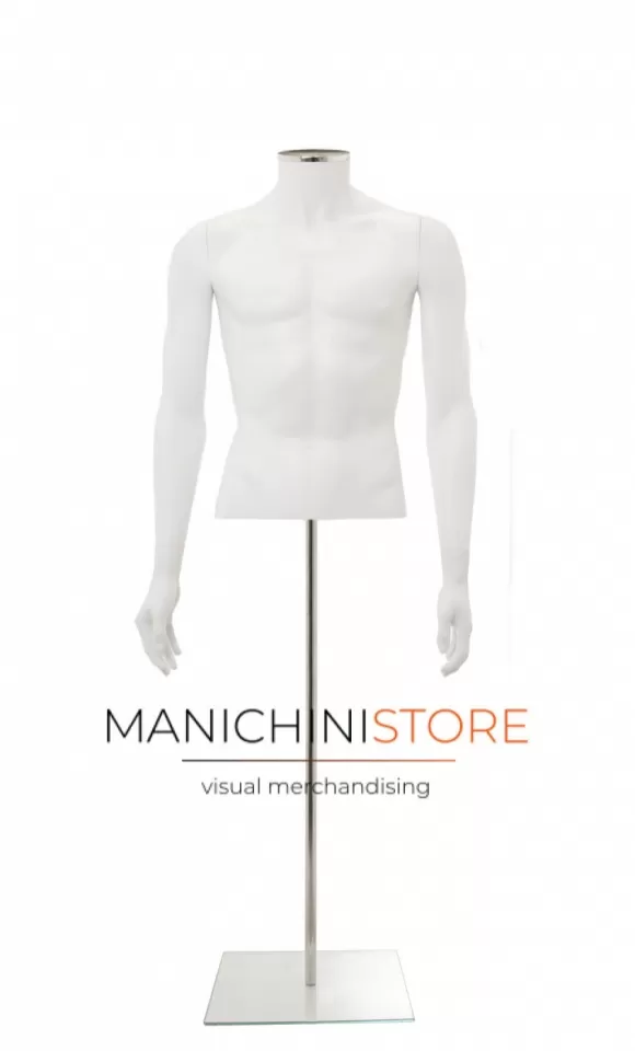 Busto uomo bianco con braccia e base