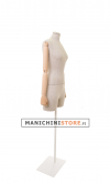 Busto donna in lino con braccia legno e mezza gamba