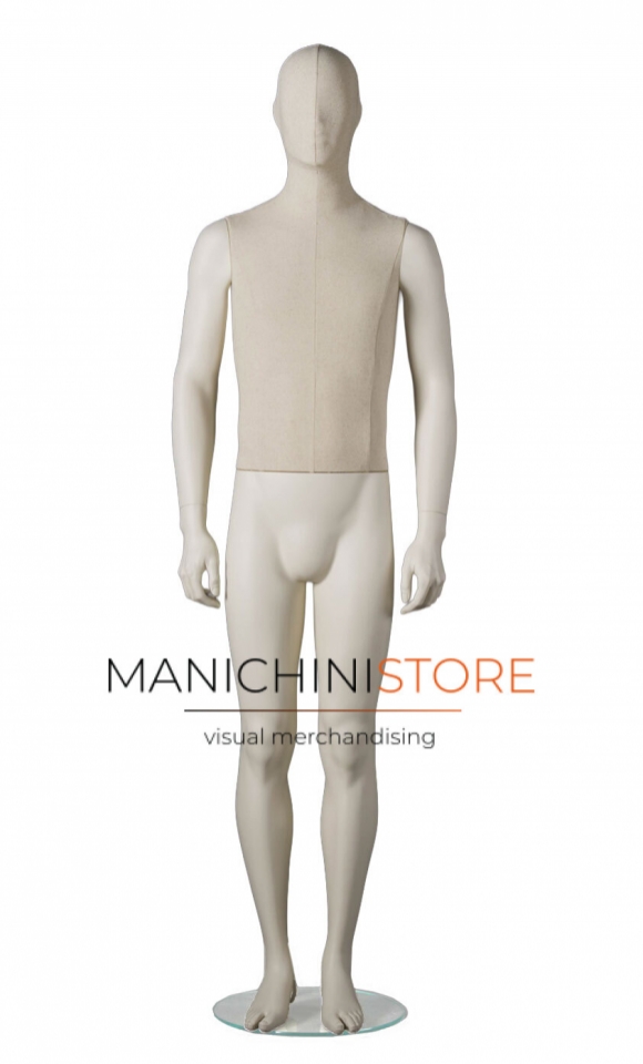 Manichino uomo Collezione ABSolute in ABS con busto e testa rivestiti 