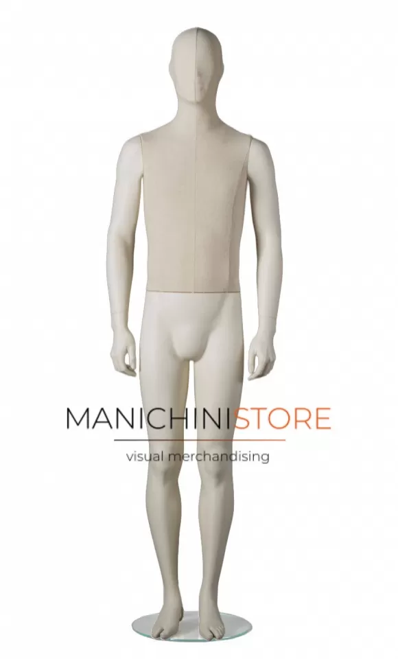 Manichino uomo Collezione ABSolute in ABS con busto e testa rivestiti