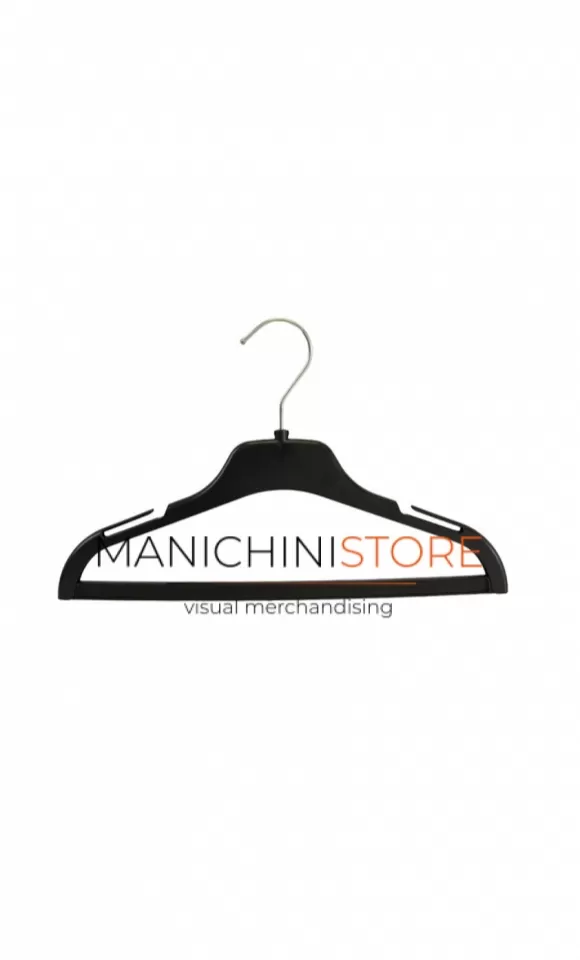 Gruccia capospalla in plastica con alette e asta 33 cm - nero