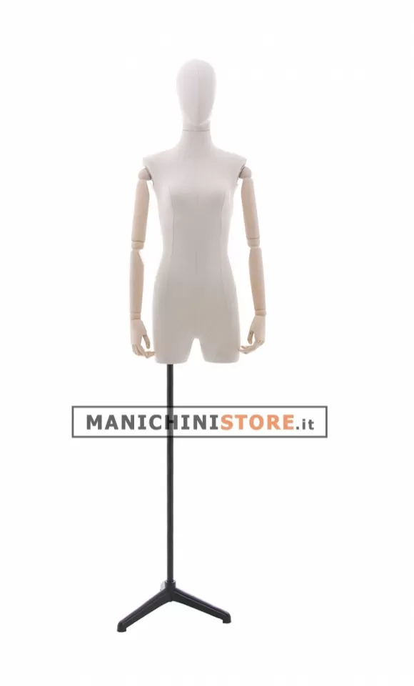 Noleggio busto donna in tessuto con braccia in legno e mezze gambe