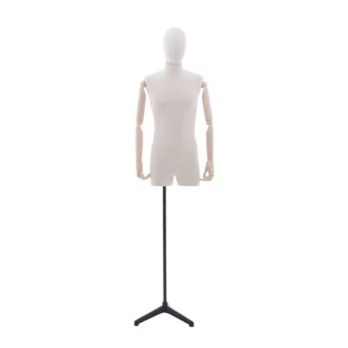 Busto uomo in tessuto con braccia in legno e mezze gambe - FINE SERIE