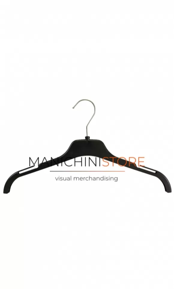 Gruccia capospalla in plastica con alette 42 cm - nero