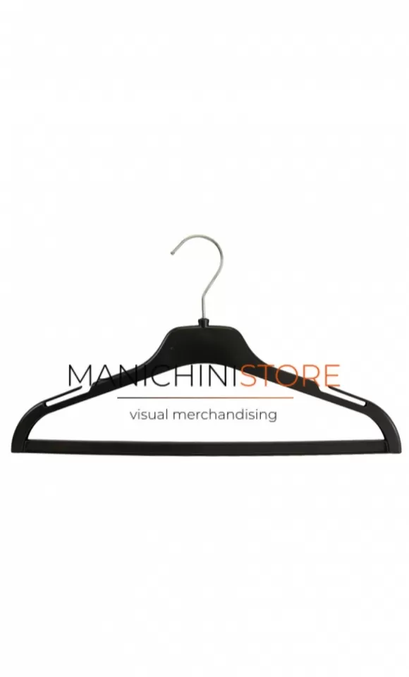 Gruccia capospalla in plastica con alette e asta 42 cm - nero