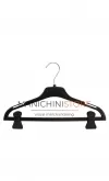 Gruccia capospalla in plastica con alette e asta con pinze 42 cm - nero