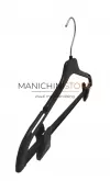 Gruccia capospalla in plastica con alette e asta con pinze 42 cm - nero