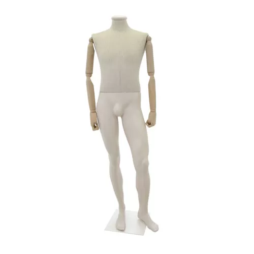 Manichino uomo Plastic Linen con braccia in legno senza testa