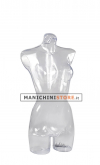 Busto donna trasparente con base rettangolare bianca