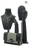 Back in Black busto lungo donna in satin nero con terminale rivestito