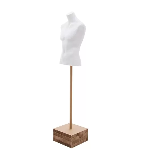 Busto cartapesta uomo bianco con base quadrata marrone