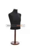 Busto uomo da banco in tessuto Nero - base noce