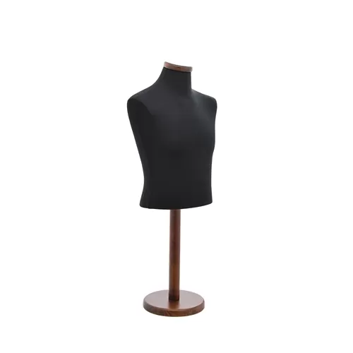 Busto uomo da banco in tessuto Nero - base noce