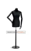 Busto donna in tessuto nero con braccia in legno