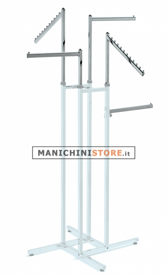 White square tube floor lamp with 4 chrome arms