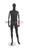 Manichino uomo in tessuto Nero con braccia in legno