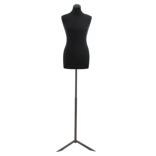 Busto donna in tessuto Nero con base treppiede grezza
