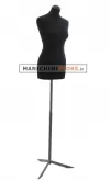 Busto donna in tessuto Nero con base treppiede grezza