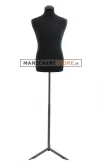 Busto uomo in tessuto Nero con base treppiede grezza