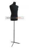 Busto uomo in tessuto Nero con base treppiede grezza