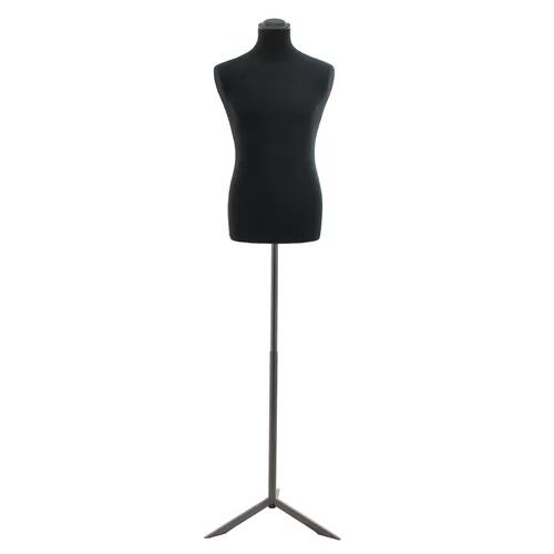 Busto uomo in tessuto Nero con base treppiede grezza