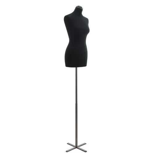 Busto donna in tessuto Nero con base a croce grezza