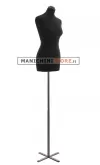 Busto donna in tessuto Nero con base a croce grezza