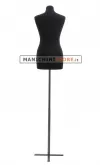 Busto donna in tessuto Nero con base a croce grezza