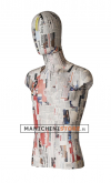 Busto uomo da banco rivestito in cartapesta Giornale
