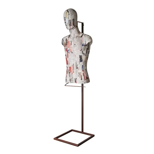Busto uomo rivestito in cartapesta Giornale