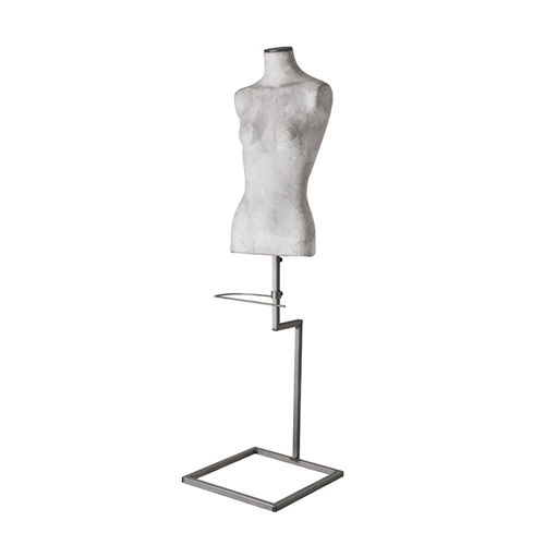 Busto donna rivestito in cartapesta Cemento con base