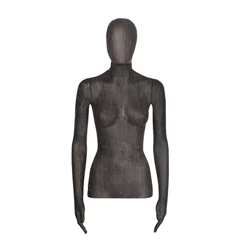 Busto donna con testa rivestito in cartapesta Antracite