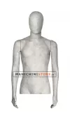 Busto uomo con testa rivestito in cartapesta Cemento