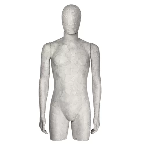 Busto uomo con testa rivestito in cartapesta Cemento