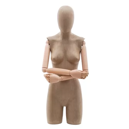 Busto donna braccia legno rivestito in cartapesta cartone