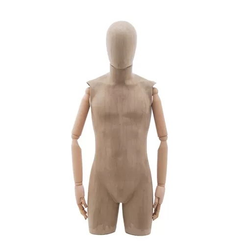 Busto uomo braccia legno rivestito in cartapesta cartone