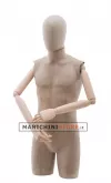 Busto uomo braccia legno rivestito in cartapesta cartone