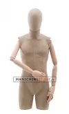 Busto uomo braccia legno rivestito in cartapesta cartone