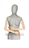 Busto donna slim braccia legno rivestito in cartapesta cemento