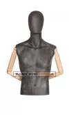 Busto uomo slim braccia legno rivestito in cartapesta antracite