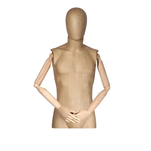 Busto uomo tw braccia legno rivestito in cartapesta cartone
