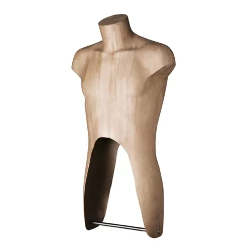 Busto uomo con portapantalone rivestito in cartapesta cartone