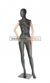 Manichino donna braccia legno rivestito in cartapesta antracite