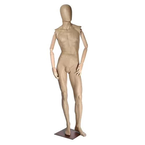 Manichino uomo braccia legno rivestito in cartapesta cartone