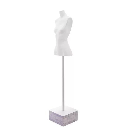 Busto cartapesta donna bianco con base quadrata