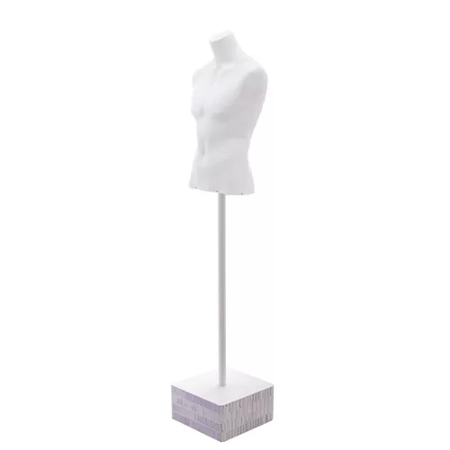 Busto cartapesta uomo bianco con base quadrata