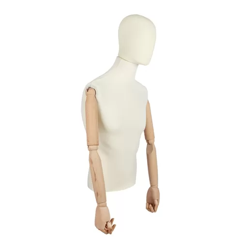 Busto uomo braccia legno rivestito in lycra