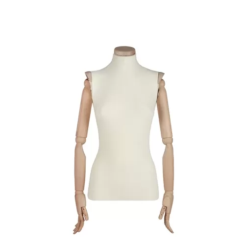 Busto donna rivestito in lycra con braccia e spalline in legno